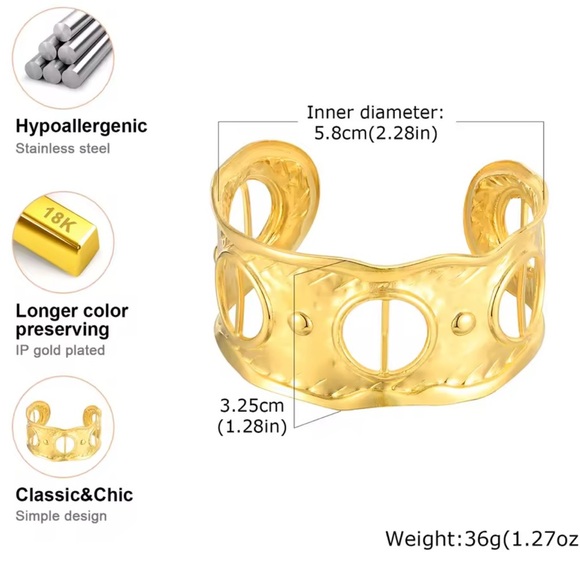 Retro Elegant Cuff 18K Gold Stainless Steel Silk Blue Floral Scarf Bracelet - Picture 5 of 5